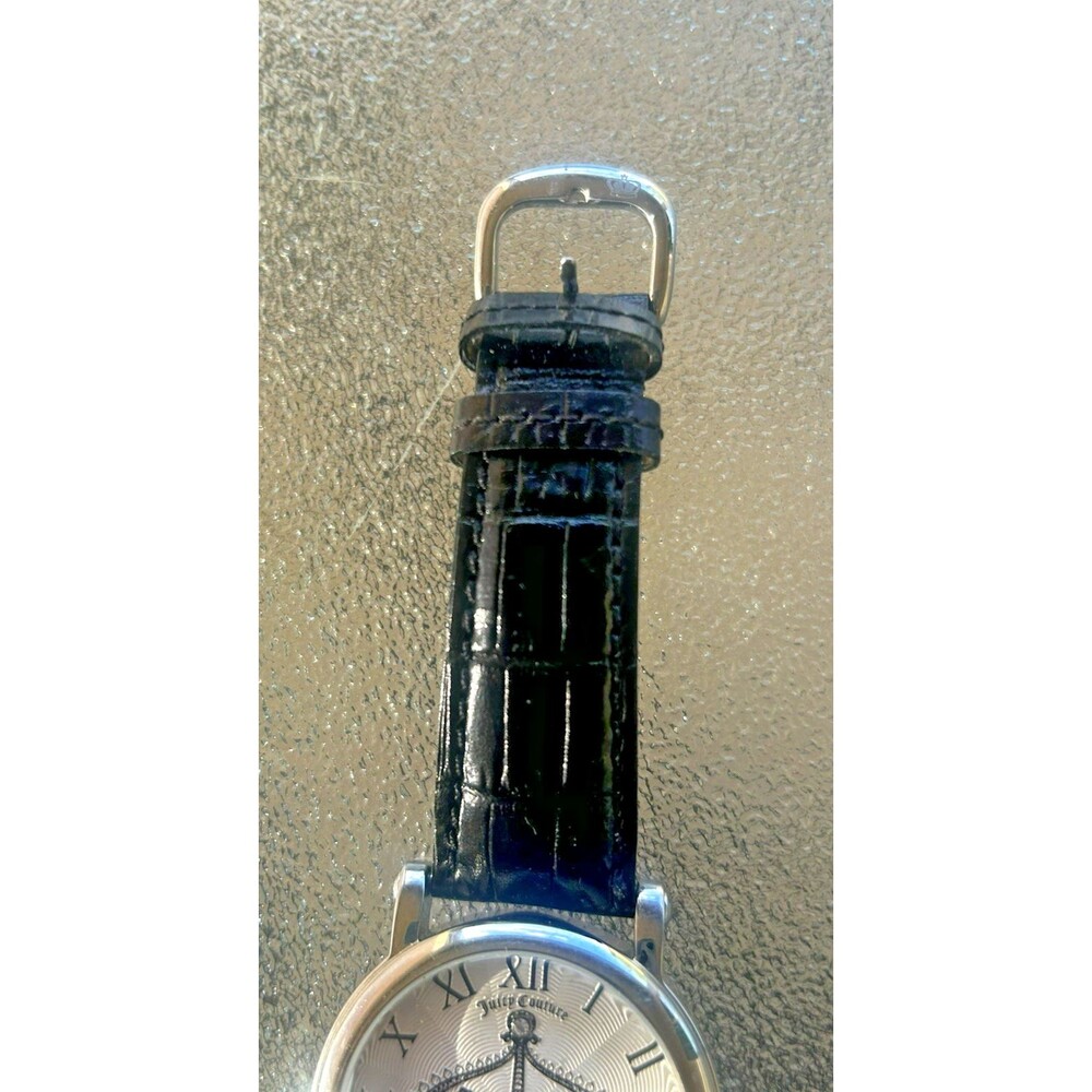 Juicy Couture Watch Womens Crown Crystal Dial Black Leather Y2K New Battery - Picture 5 of 11